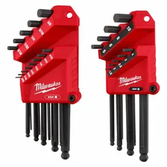 This 22-piece L-shaped hex key set includes both metric and SAE sizes with single ball ends and long length. Suitable for tightening or loosening hex socket screws and bolts in assembly, maintenance, and repair tasks.