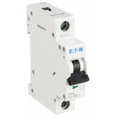 EATON FAZ-C5/1-SP C-Curve 1-Pole Supplementary Protector - C-Curve, 1-Pole UL1077 DIN Rail-Mount Supplementary Protectors