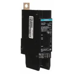 Single-pole bolt-on miniature circuit breaker rated 90 A at 277V AC. Provides overcurrent protection for branch circuits in commercial and industrial panelboards. Part of the BQD Series with a standard interrupting rating.