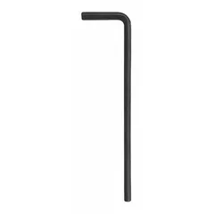 This L-shaped hex key has a 5 mm metric tip size and a 5 mm handle length. It is made of alloy steel with a black oxide finish. Designed for tightening or loosening hex socket screws in machinery, automotive, and industrial assembly applications.