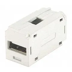 Single-port USB 2.0 coupler module in white housing. Provides a USB 2.0 connection point for extending or organizing USB connectivity in control panels, data centers, and factory automation setups.