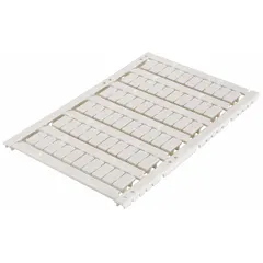 Blank white marking card designed for use with 0.24 in wide terminal blocks. Compatible with SCHNEIDER NSYTRV42BL terminal block model. Provides a surface for custom labeling in industrial electrical installations.