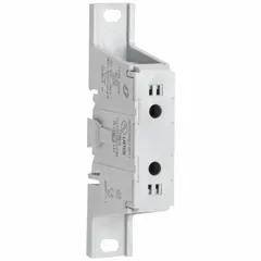 This finger-safe power distribution block from SCHNEIDER features lug-to-lug connections and is designed for surface mounting. It accepts copper conductors with line side wire sizes from 14 AWG to 2 AWG. Typical applications include splitting or combining electrical power in industrial control panels and machinery.