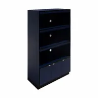 This PLYMOLD microwave cabinet is constructed in an Atlantis finish with overall dimensions of 47 inches wide by 80 inches tall. It includes leveling glides for stable placement on uneven floors. Suitable for housing a microwave in commercial or institutional settings such as break rooms, cafeterias, or kitchens