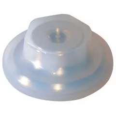 This PTFE center disk serves as a diaphragm plate in industrial pumps and valves. Its material provides chemical resistance and low friction for demanding fluid-handling applications.