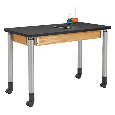 DIVERSIFIED SPACES Table: 24 in Overall Wd, 39 in Overall Ht, 4 ft Overall Lg, Laminate, 500 lb Load Capacity - Adjustable-Height Laminate Surfaced Lab Tables