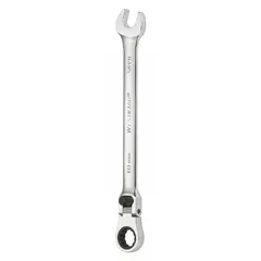 This metric 12-point ratcheting combination wrench is constructed from alloy steel with a chrome finish. It features an 18 mm head size and a 10 1/2-inch overall length. The wrench is used for tightening or loosening fasteners in mechanical and industrial applications where a standard flex head is not required.