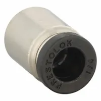Nickel-plated brass push-to-connect tube fitting with UNF thread. Connects 1/4 in OD tubing to a 3/16 in pipe port with #10-32 thread. Silver finish. Used in pneumatic control systems, fluid transfer lines, and instrumentation circuits for tool-free assembly