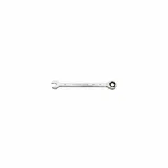 This GEARWRENCH combination wrench features a 12-point ratcheting box end for faster fastener turning without repositioning. Made of alloy steel with a full polish chrome finish, it resists corrosion. The 11 mm head size and standard length suit general maintenance and repair tasks.
