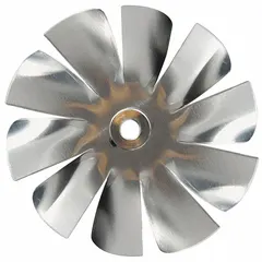 This Dayton fan blade is made of aluminum and features 10 blades with a 3 1/2 inch diameter. It is designed for use in HVAC and refrigeration systems to move air across coils or through ductwork. The clockwise-facing discharge orientation suits commercial and industrial ventilation applications.