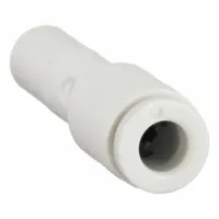 This brass push-to-connect adapter fitting joins 4 mm OD and 6 mm OD tubing in pneumatic systems. It provides a secure, leak-free connection without tools, suitable for automation and industrial control applications