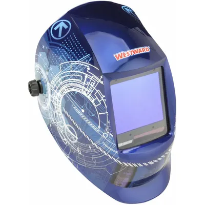 WESTWARD Welding Helmet: Auto-Darkening, 4 Arc Sensors, Graphics, Blue/White, W5-13 - Auto-Darkening Welding Helmets - Graphic