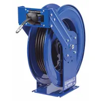 Spring Return Hose Reel: 75 ft (3/8 in I.D.), 3/8 in MNPT, 4,000 psi Max Op Pressure, Brass, Blue (MPN THP-N-375)