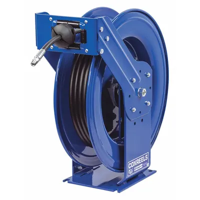 COXREELS Spring Return Hose Reel: 75 ft (3/8 in I.D.), 3/8 in MNPT, 4,000 psi Max Op Pressure - Truck-Mounted Grease Spring-Return Hose Reels