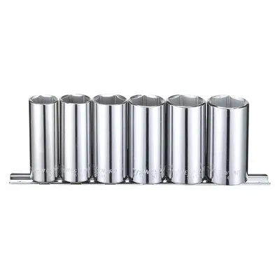 WESTWARD 6-Piece SAE Deep Socket Set, 3/8 in Drive, 6-Point, 11/16 in to 1 in - SAE & Metric Socket Sets