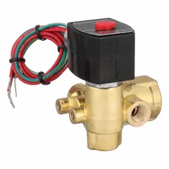 This REDHAT solenoid valve is a 3-way/2-position, normally closed type with a 1/4 in pipe size and 24V DC operation. The explosion-proof coil enclosure allows use in hazardous locations. Suitable for controlling air, water, or light oil in industrial automation and fluid handling systems.