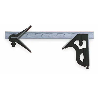 STARRETT Combination Square Set: SAE, Steel, Satin, 6 in Blade Lg - Machinist Precision Steel Combination Square Sets