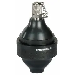 Pre-charged diaphragm accumulator with 7.7 cu in fluid volume and 10.37 cu in total volume. Delivers 4.51 cu in usable fluid at 5000 psi. SAE #6 port connection. Used in hydraulic systems for energy storage and pulsation dampening.