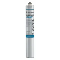 Quick-connect water filter for ice machines and refrigerators. Reduces bacteria using Agion filter media. Flow rate of 1.7 gpm with overall height of 20 3/4 inches. Suitable for point-of-use water filtration in foodservice and residential settings.