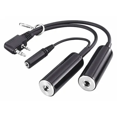 ICOM Aviation Headset Adapter Cable: Fits Icom, For A24/A6 Series, From 2-Pin - ICOM-Compatible Audio Adapters