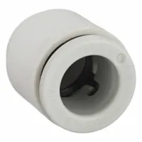 Push-to-connect cap made of polybutylene terephthalate for terminating pneumatic tubing lines. Fits 8 mm OD tubing and has an overall length of 15 11/16 mm. Suitable for use in industrial pneumatic systems requiring a secure, leak-proof seal