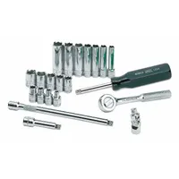 SK PROFESSIONAL TOOLS Socket Wrench Set: 1/4 in Drive, 21 Piece, 6-Point, Metric, 4 mm to 12 mm (MPN 89009)