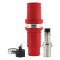 This single pole inline male plug from LEVITON's 49 Series features a red housing and crimp tube termination. Rated for 1000V AC and 898 A, it is suited for high-current industrial electrical connections in power distribution and heavy machinery applications.