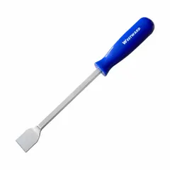 This gasket scraper features a straight, stiff carbon steel blade for prying and scraping gaskets from flanges, engine blocks, and other mating surfaces. The plastic handle provides a secure grip during use. Suitable for general maintenance and repair tasks.