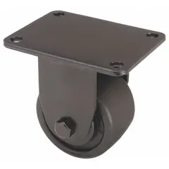 APPROVED VENDOR Low-Profile Rigid Plate Caster, Polypropylene Wheel, 3 in Dia, 1-3/4 in Wd, No Brake, Roller Bearing, Black