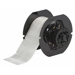Vinyl, white matte precut label roll for permanent identification of wires and cables. Designed for 18 AWG to 14 AWG wire gauge. Compatible with i3300 printer series; requires B30-R4300 ribbon.
