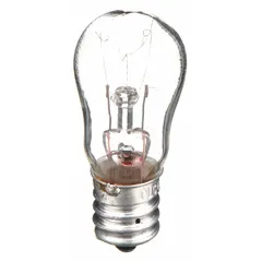 Clear incandescent replacement bulb for pilot lights in control stations and signaling devices. Rated 120V, Type 6S6, with a Candelabra base. Restores illumination in industrial control enclosures.