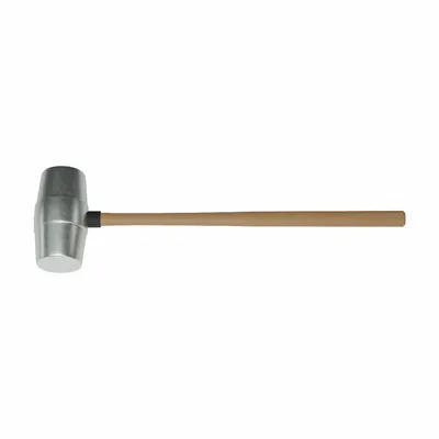 AMERICAN Non-Sparking Hammer: Hickory Handle, 6 lb Head Wt, 2 3/4 in Dia, 6 in Head Lg - Nickel-Aluminum-Bronze Mallets