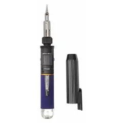 Self-igniting butane-powered soldering iron with a 115-minute run time per fill. Designed for soldering, heat shrinking, and light brazing applications where cordless operation is required.