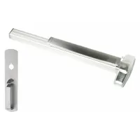 Mortise exit device with touchbar style for doors up to 3 ft wide. Chrome finish, thumbpiece pull outside trim. ADA compliant. Suitable for commercial egress applications