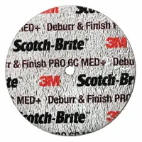 This SCOTCH-BRITE DP-UW unitized wheel is 3 inches in diameter and 3/4 inch wide with a 1/4 inch arbor hole. It features a ceramic, coarse, hard (8) grade construction for cool-cutting deburring on all materials. Commonly used for removing burrs, sharp edges, and surface imperfections on metal, plastic, and composites in industrial fabrication and maintenance applications