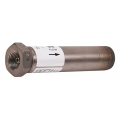 Bleed valve accessory for eyewash stations, includes a ball valve and a scald protection valve. Constructed with a stainless steel body and yellow finish, featuring a 1/2 in NPT female connection. Used to help regulate water temperature and flow in emergency eyewash systems.