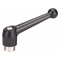Ball-style adjustable handle with threaded hole. Zinc body with stainless steel thread, size 3/8"-16, 79 mm length. Used for clamping, positioning, and adjusting machinery components where a secure, repositionable grip is needed.