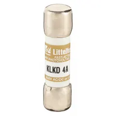 Fast-acting cylindrical fuse rated 4 A, 600 V AC and DC. Midget size (13/32 in x 1 1/2 in). Provides overcurrent protection for control circuits, instrumentation, and power supplies where rapid response is required.