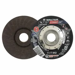 General purpose cut-off wheel for carbon and stainless steel. Type 27 depressed center design. 60 grit. Dimensions: 4-1/2" diameter, 5/64" thickness, 7/8" arbor hole. Suitable for metal fabrication, maintenance, and repair cutting applications.