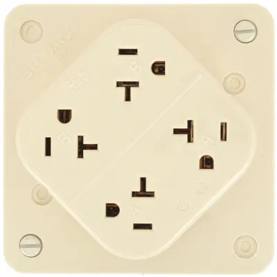 BRYANT 21254I Quad Receptacle, 5-20, Ivory, 125V AC, 20 A, 2-Pole/3-Wire - General Purpose Receptacles