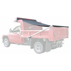 This electric side mount tarp system is designed for dump truck beds from 14 to 23 ft. It features a 600 W high-speed motor, an aluminum tarp, and an included wind deflector to help secure loads during transport. Wire connectors are provided for installation.