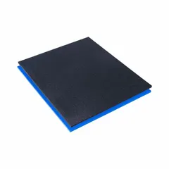 This polyethylene foam insert is designed for organizing tools in toolboxes or drawers. It measures 12 3/4 inches wide by 22 1/8 inches long and is black with blue accents. The foam can be custom cut to hold tools securely in place.