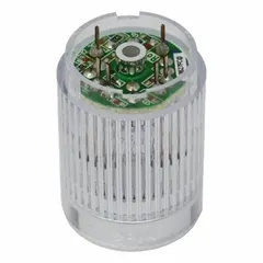 Steady light module for industrial signaling applications. Provides continuous blue illumination. Operates at 24V DC. Compatible with PATLITE ME/MES series tower lights. Lens color: blue. Overall diameter: 25 mm. Overall height: 30 mm.