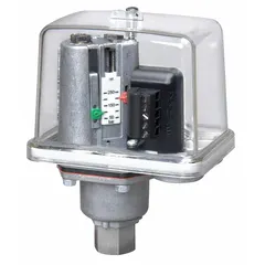 The MDR-F 250HH-S E4 is a liquid- and corrosion-resistant pressure switch from the MDR-F Series. It features a 1/4" NPT pressure connection and operates within a pressure range of 203 psi to 3,625 psi, housed in a single enclosure. Suitable for monitoring pressure in hydraulic and pneumatic systems in machine tool applications.