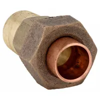 This low-lead cast bronze union connects 3/4 in CTS copper tube to 3/4 in male NPT pipe. The cup x MNPT design allows sweat soldering on the copper tube side and threaded connection on the pipe side. Suitable for potable water and hydronic heating systems