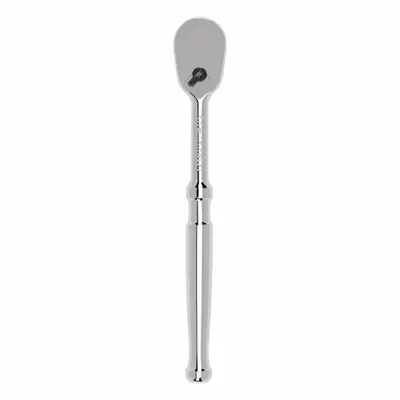 TEKTON Hand Ratchet: Pear, Reversible, 6 in Overall Lg, Polished, 4° Min Arc Swing - Standard-Head Ratchets