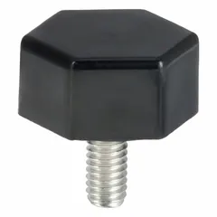 This thumb screw is used as a fastening component for securing panels or other parts during assembly or maintenance of ice machines. It is designed for use in commercial kitchen and food service environments where reliable panel attachment is required.