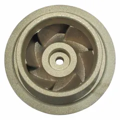 This closed-design impeller is made of bronze and is intended for use as a replacement part in straight centrifugal pumps. It is compatible with Dayton pump model 55JJ63A. Bronze construction provides corrosion resistance in fluid handling applications.