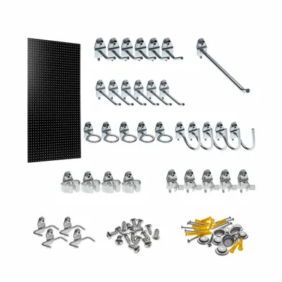 TRITON PRODUCTS Pegboard Panel Kit: Round, 1/4 in Peg Hole Size, 48 in x 24 in x 1/4 in - Round-Hole Pegboard Panel & Accessory Kits
