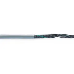 Unshielded continuous flexing tray cable with 5 conductors of 16 AWG, PVC jacket, gray. Suitable for exposed run applications in cable carrier systems requiring repeated flexing. Minimum bend radius: 5 x OD fixed, 7.5 x OD flexible. Sold by the foot.